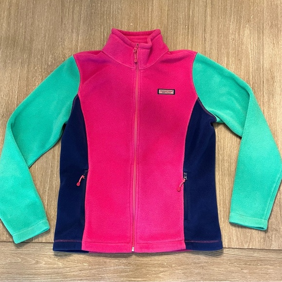 Vineyard Vines color block full zip fleece jacket/pink & purple-Women’s size med - Picture 4 of 10